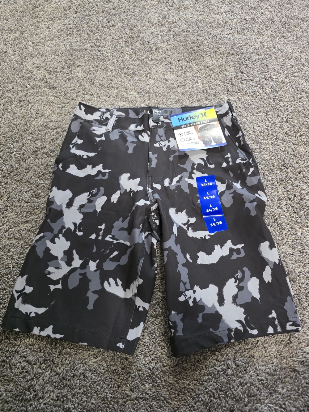 Hurley Boys' Black & Gray Camo Board Shorts